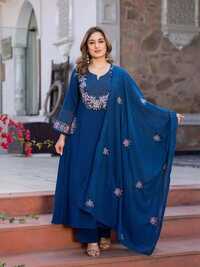 Yoke Flower Embroidery Anarkali Suit