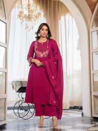 Yoke Flower Embroidery Fancy Anarkali Suit