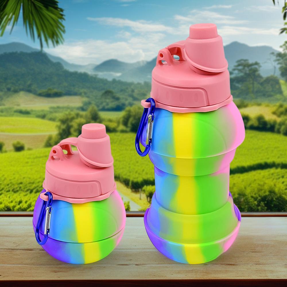 Flexible Collapsible Silicone Sports Water Bottle (260 Ml / 20 Cm Folding) - Color: Mix