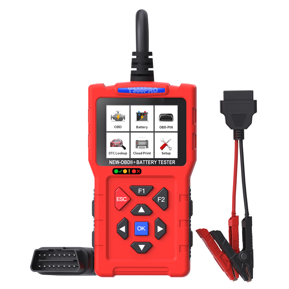 T300 PRO OBD2 Scanner & Battery Tester 2-in-1 2.8in Screen Lead-acid AGM GEL EFB Support