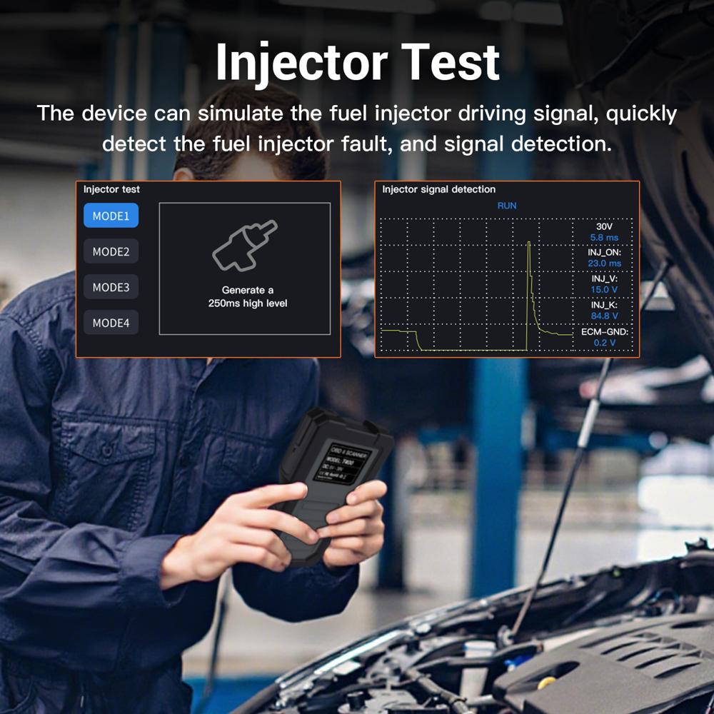 T400 3-in-1 OBD2 Scanner Battery Analyzer Circuit Tester 3.5in HD Screen Injector Relay