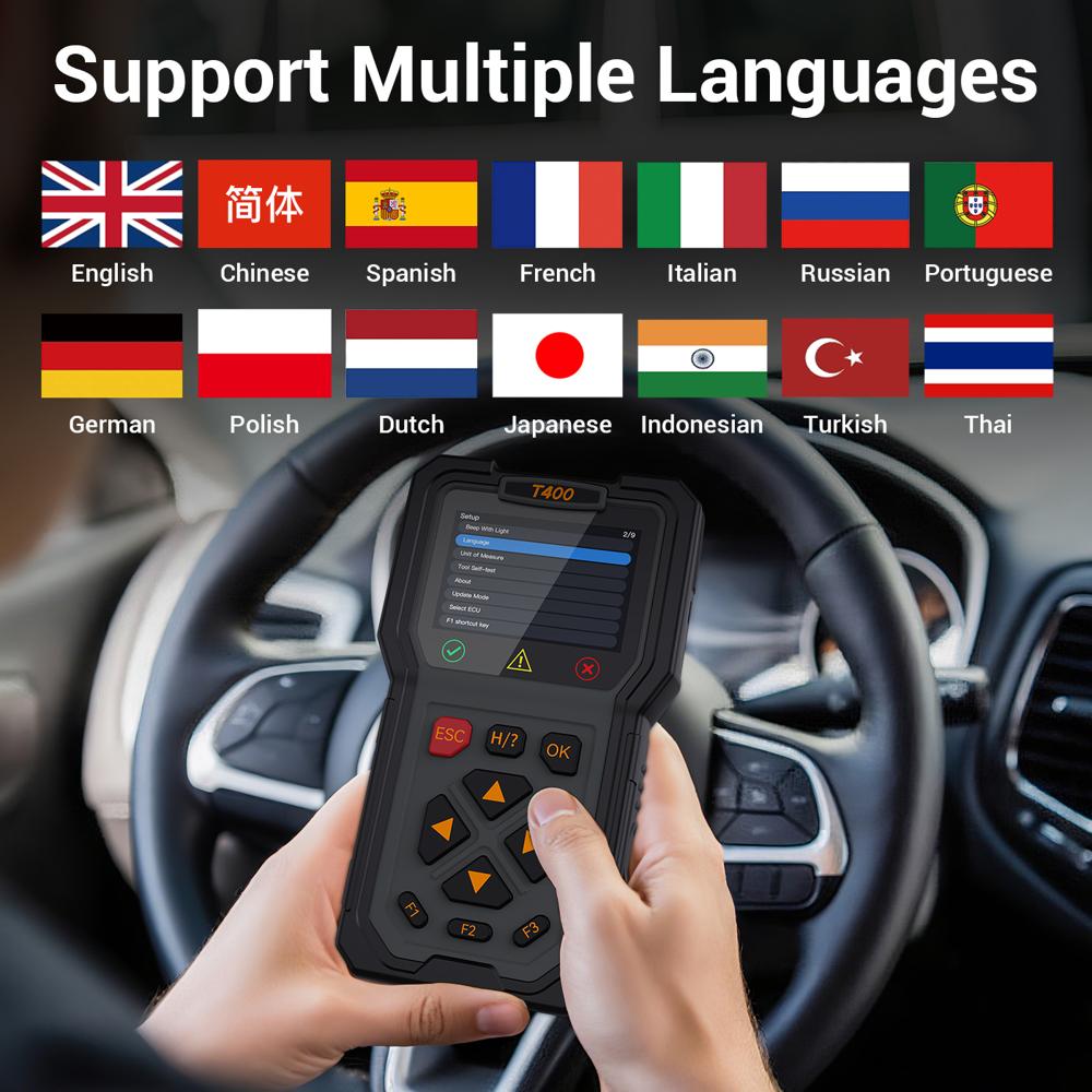 T400 3-in-1 OBD2 Scanner Battery Analyzer Circuit Tester 3.5in HD Screen Injector Relay