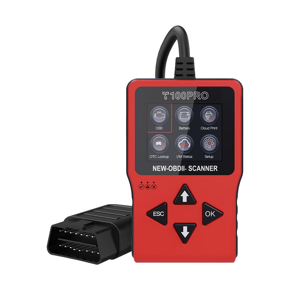 T100 PRO OBD2 Scanner 2.4in Screen Battery Diagnosis Cloud Print 12 Languages Car Tool