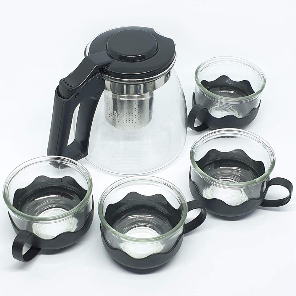 Flame Proof Glass Kettle and Cup Set with Strainer High Quality Set 24 Pc