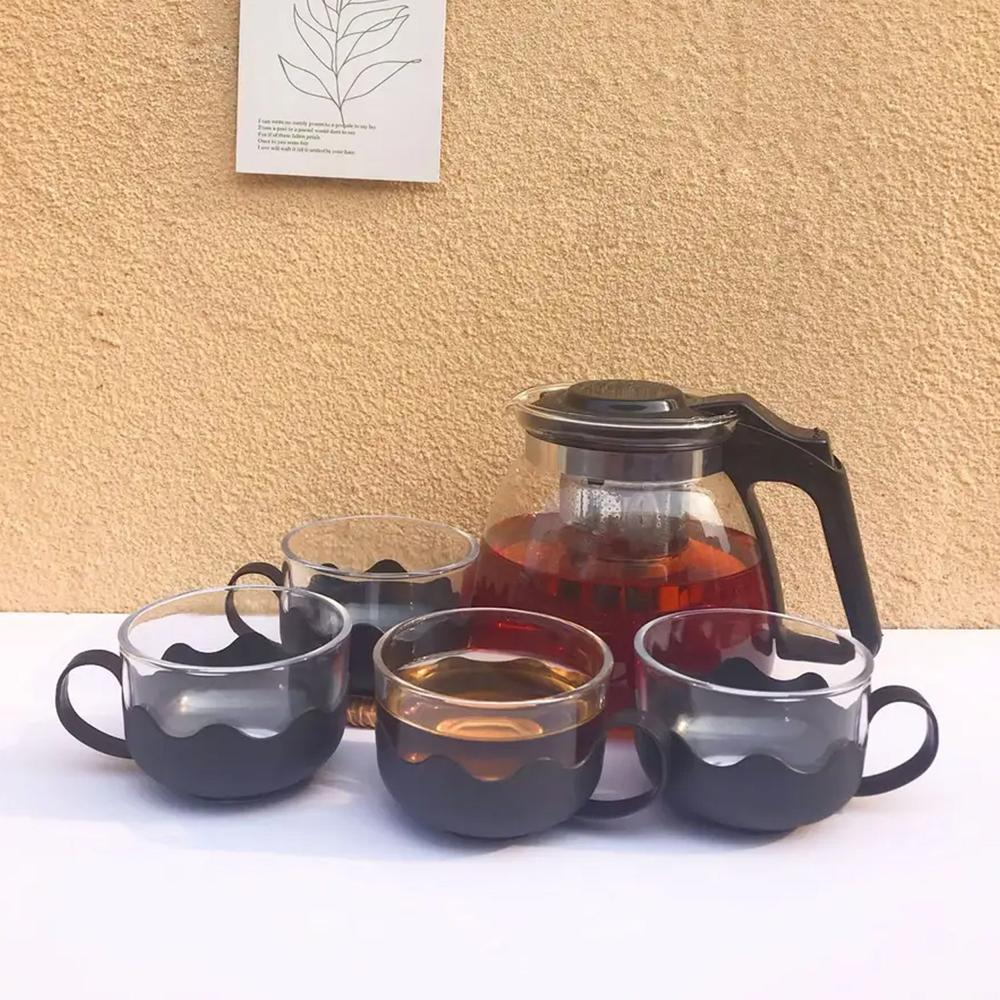 Flame Proof Glass Kettle and Cup Set with Strainer High Quality Set 24 Pc