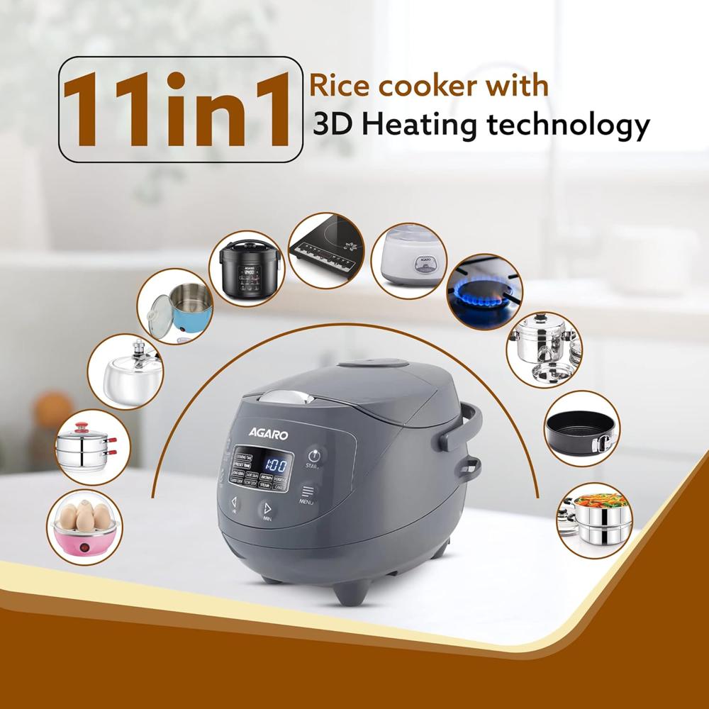 AGARO Imperial Electric Rice Cooker, 2L Ceramic Coated Inner Bowl 350W (33875)
