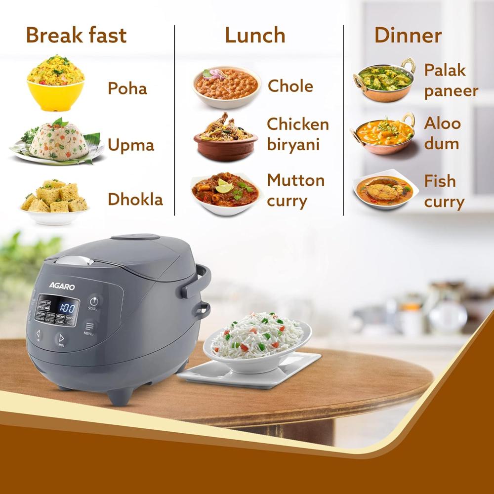 AGARO Imperial Electric Rice Cooker, 2L Ceramic Coated Inner Bowl 350W (33875)