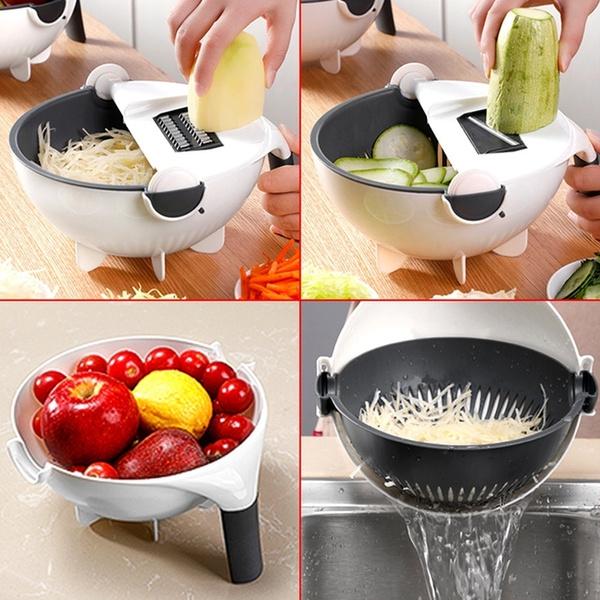 Rotating Fruit Cutter 10 In 1 Multifunctional Vegetable Fruits Cutter / Slicer Shredder With ...