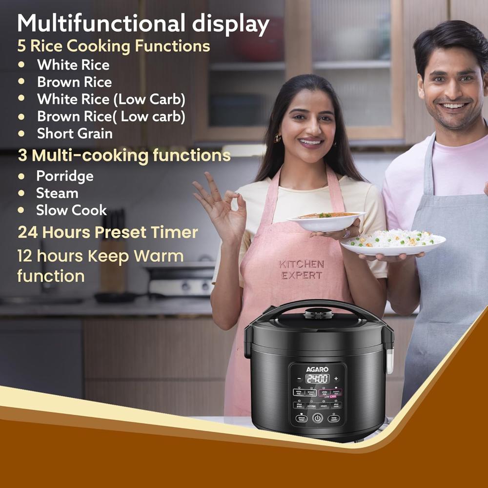 AGARO Regal Electric Rice Cooker, 3 Litres Ceramic Inner Bowl 500 W(33607)