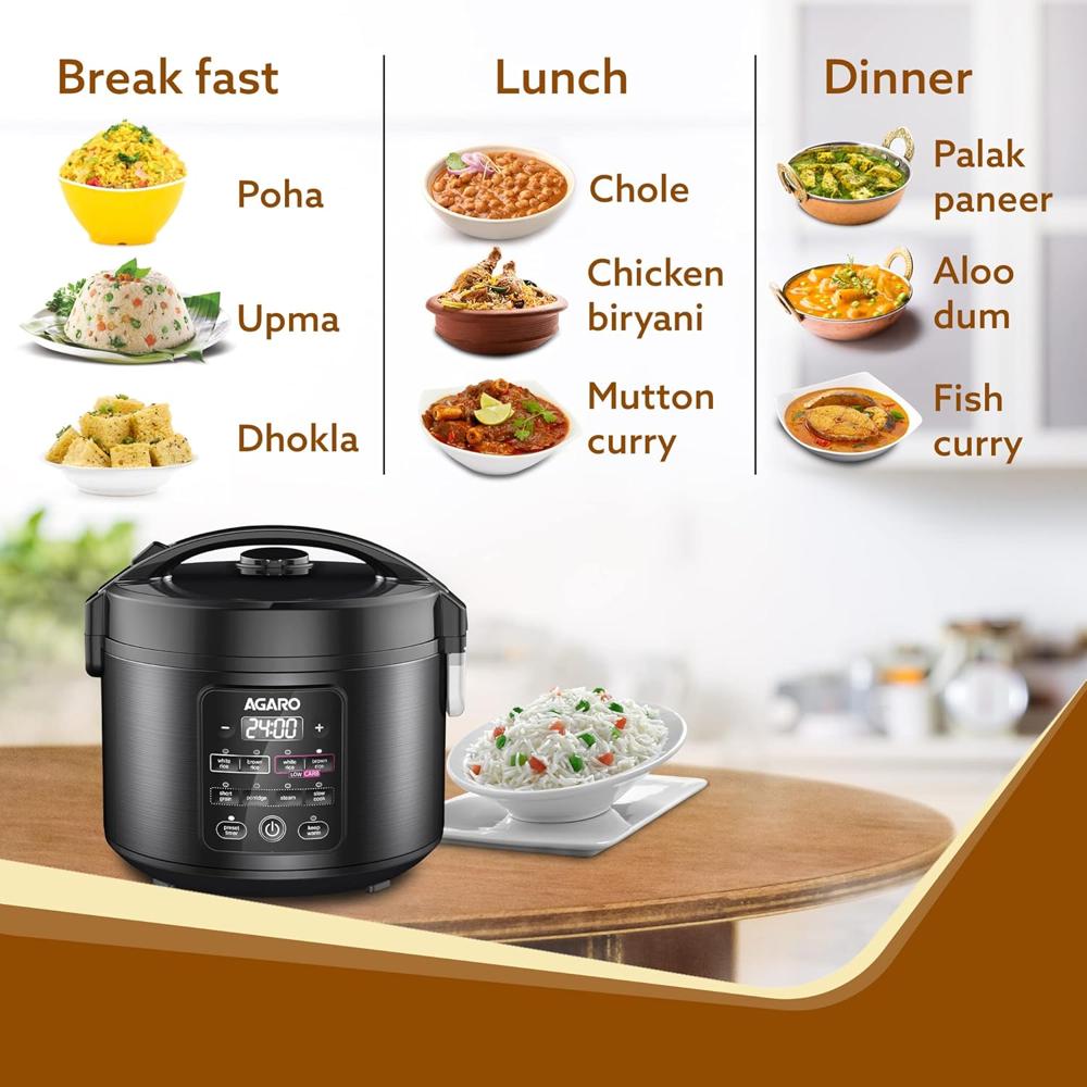 AGARO Regal Electric Rice Cooker, 3 Litres Ceramic Inner Bowl 500 W(33607)