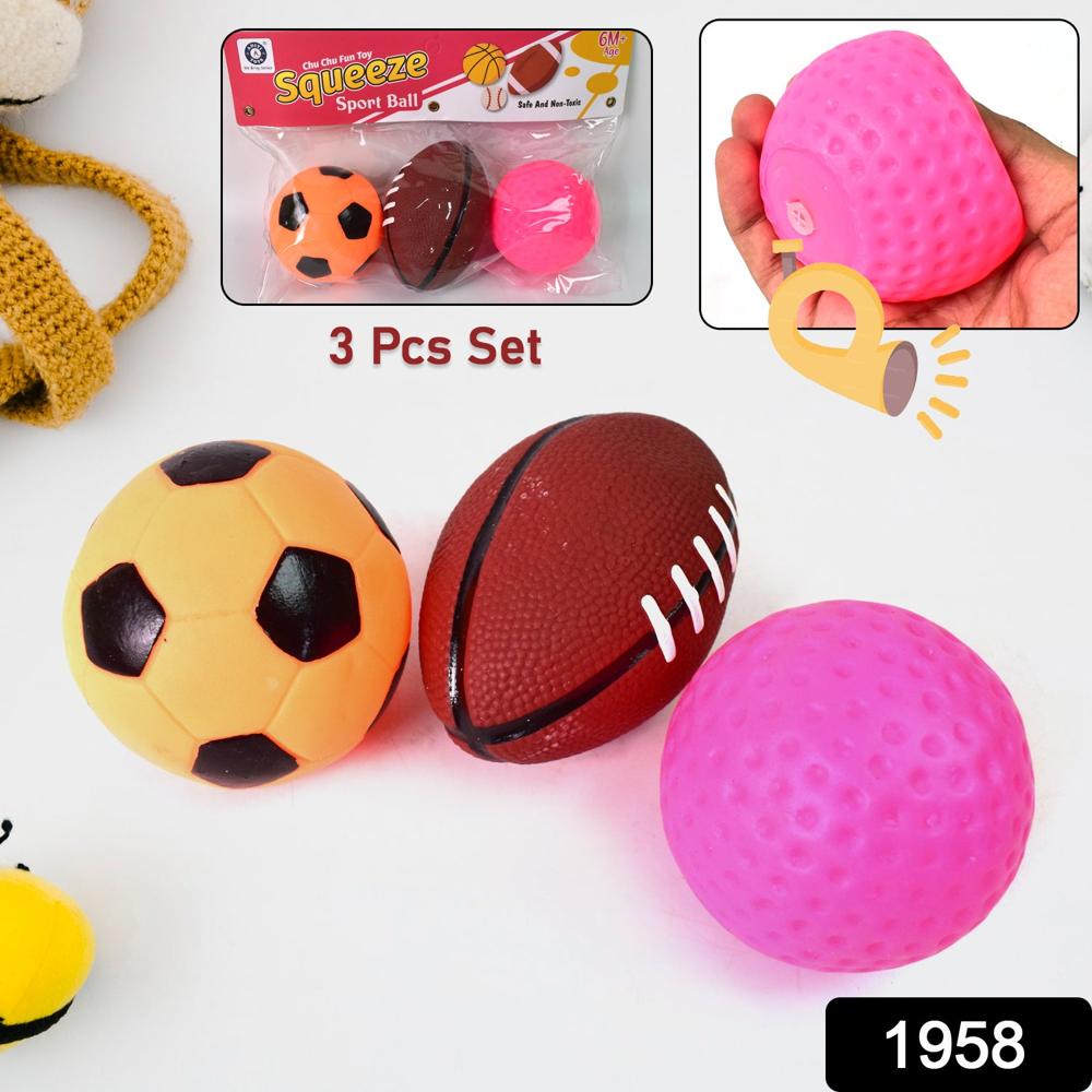 Sports Squeeze Ball Toy Set Of 3 Soft Balls For Kids/toy For Kids