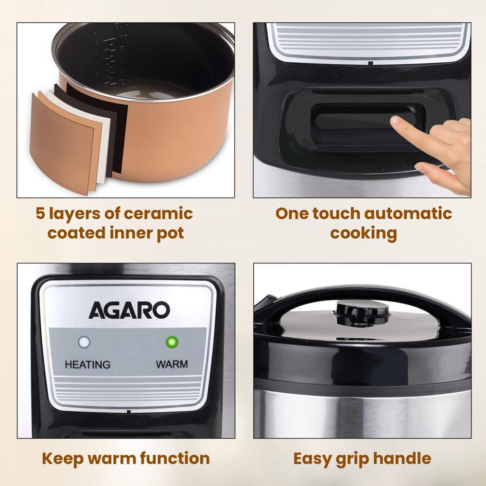 AGARO Regency Electric Rice Cooker, 5L Ceramic Coated Inner Bowl  700 W (33876)