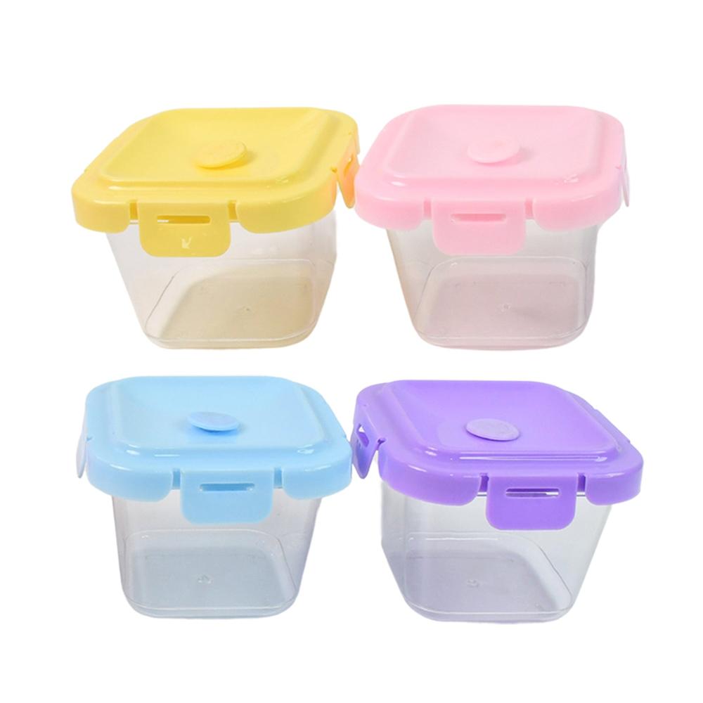 Plastic Food Storage Containers With Lid (4 Pcs Set / 500 Ml) - Color: Mix