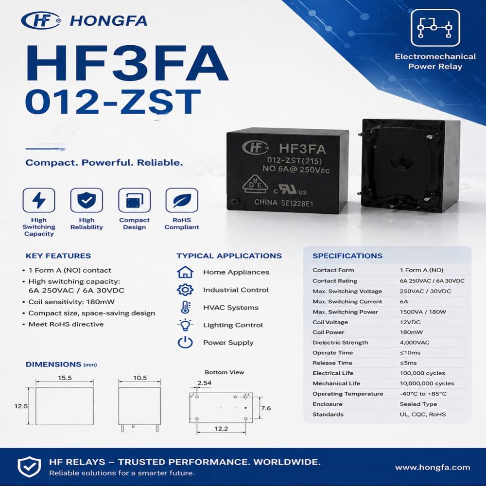 HF3FA/012-ZST 6Amp Sugarcube Relay