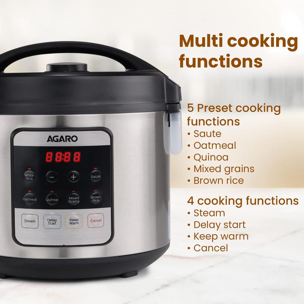 AGARO Royal Electric Rice Cooker, 5 Litre Ceramic Coated Inner Bowl, Steam Basket 700 W (33877)