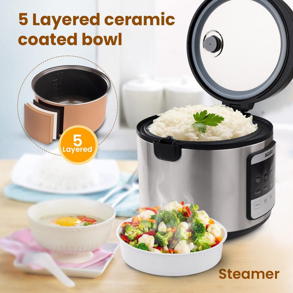 AGARO Royal Electric Rice Cooker, 5 Litre Ceramic Coated Inner Bowl, Steam Basket 700 W (33877)