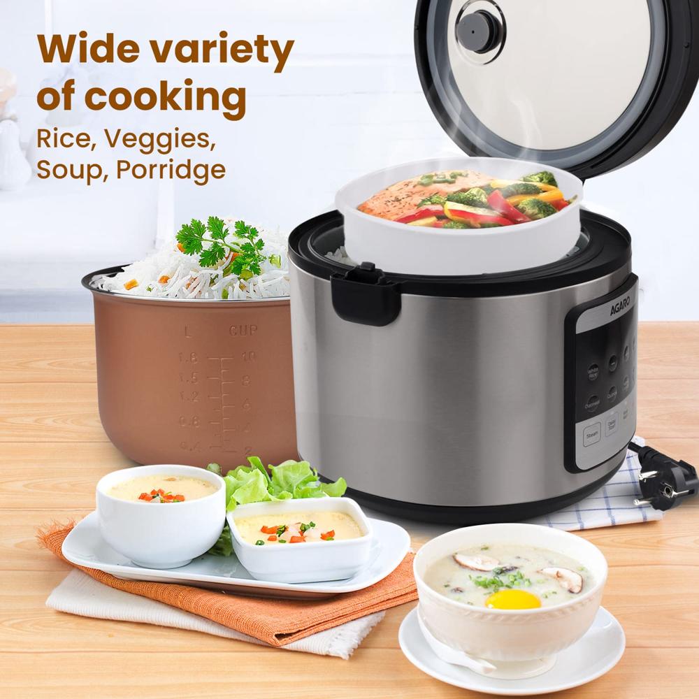 AGARO Royal Electric Rice Cooker, 5 Litre Ceramic Coated Inner Bowl, Steam Basket 700 W (33877)