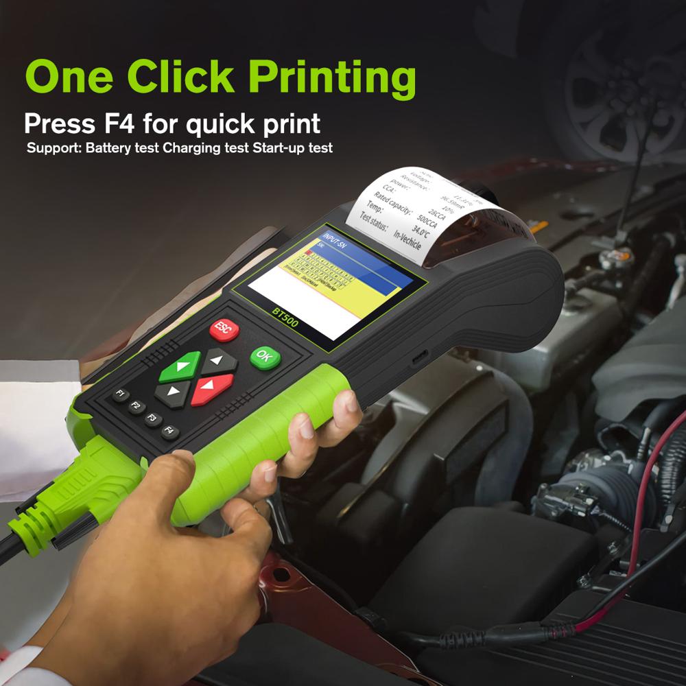 BT500 Battery Analyzer built-in Thermal Printer 12V 24V Current Leakage Relay Test