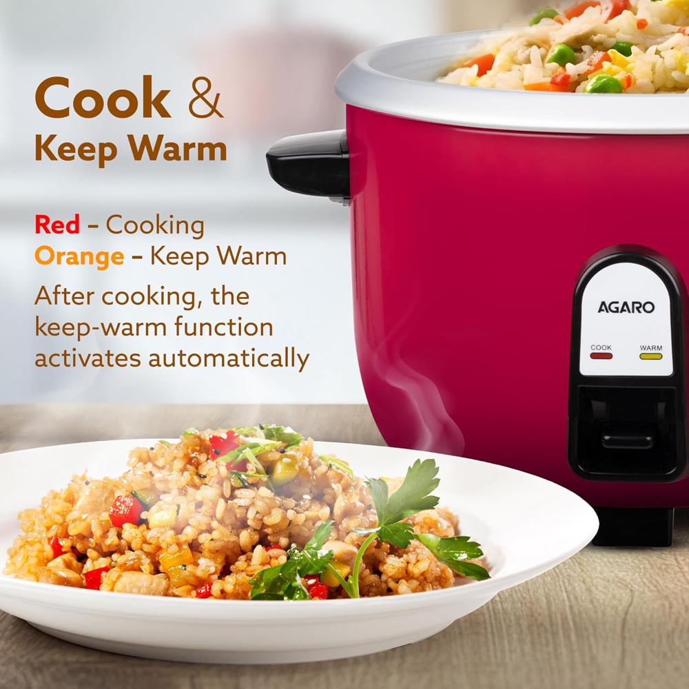 AGARO Regency Electric Rice Cooker, 5 litres, Aluminium Inner Pot, Stainless Steel Lid, 1500W (34280)