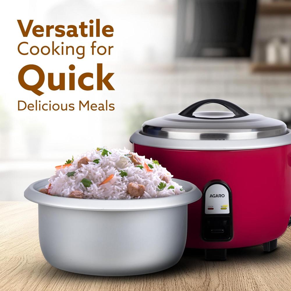 AGARO Regency Electric Rice Cooker, 5 litres, Aluminium Inner Pot, Stainless Steel Lid, 1500W (34280)