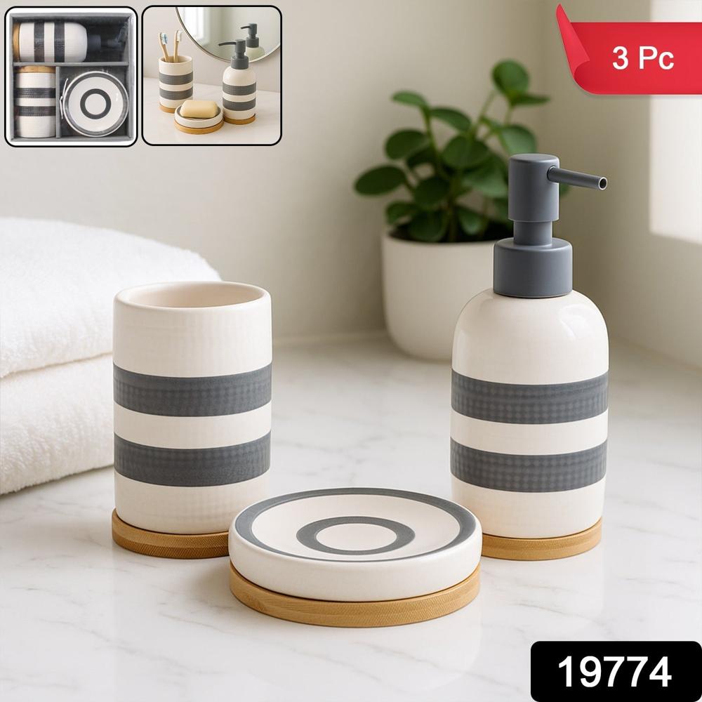Premium 3-piece Ceramic Bathroom Accessory Set - Color: Mix