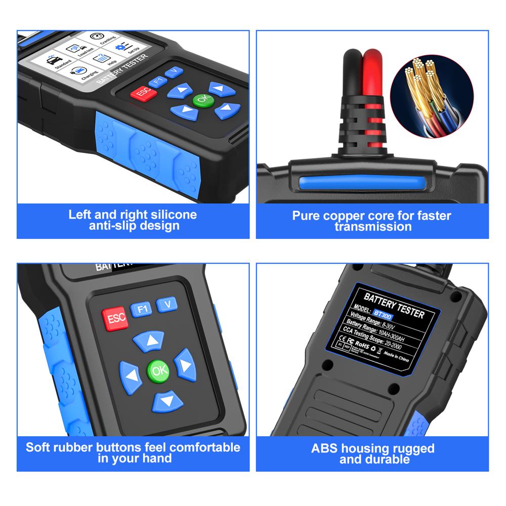 BT300 Battery Tester 12V 24V Universal Load Test Waveform Charging System Analyzer