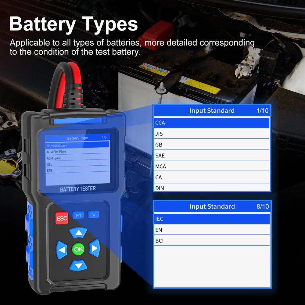 BT300 Battery Tester 12V 24V Universal Load Test Waveform Charging System Analyzer