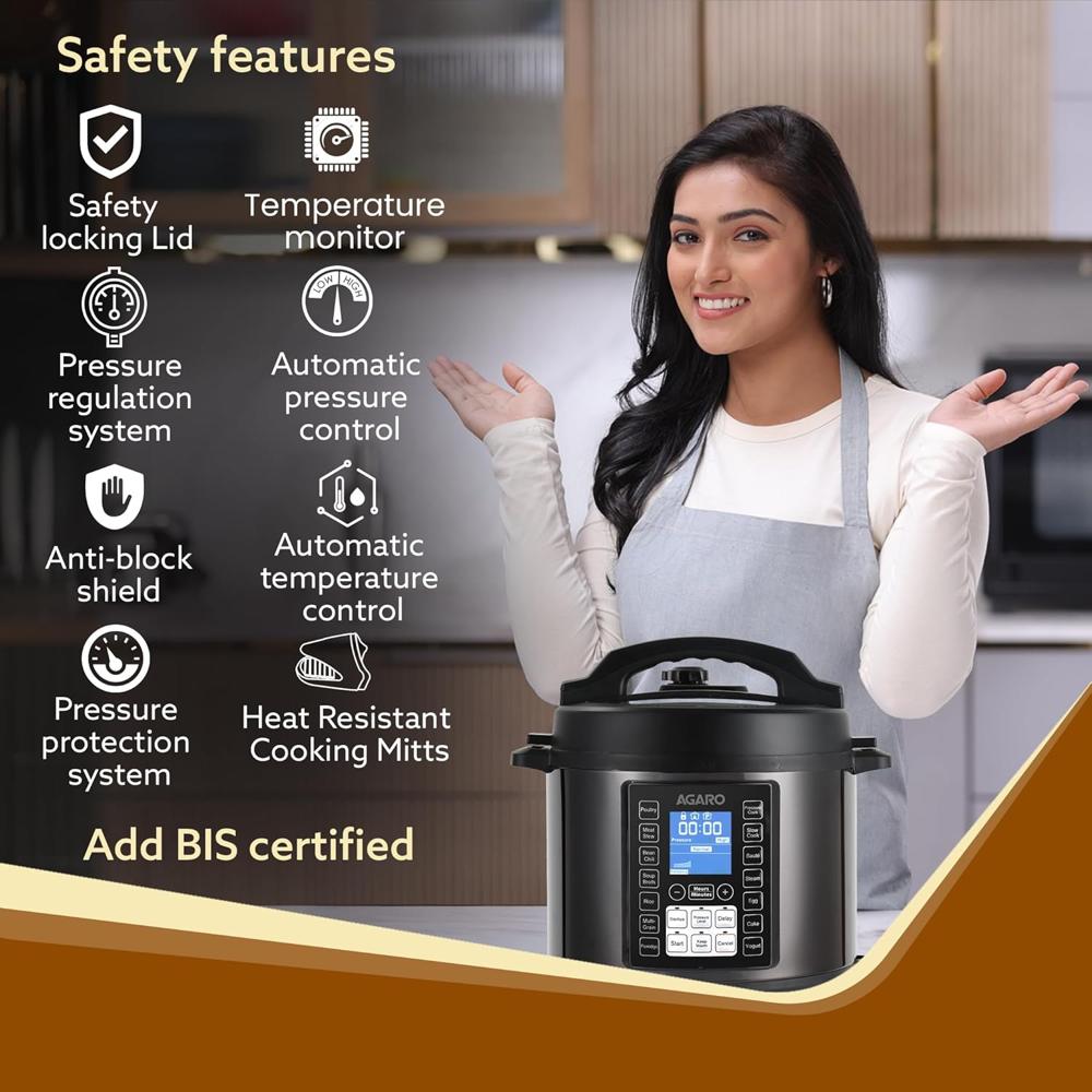 AGARO Imperial Electric Pressure Cooker, 6 litres 1300 W (33426)