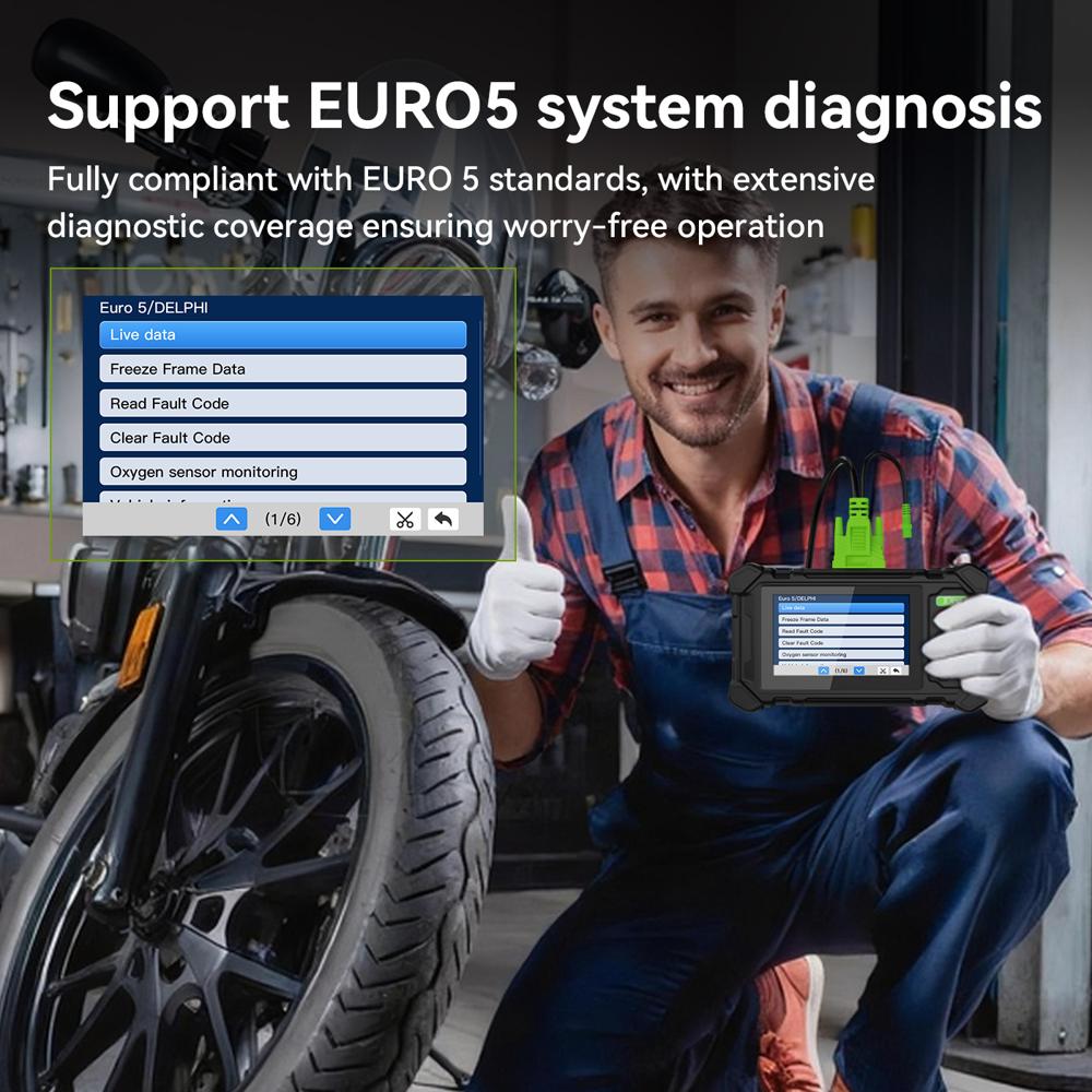 M208 Motorcycle Diagnostic Scanner, Full System OBD-II, 14+ Brands, Color Screen, Easy Use