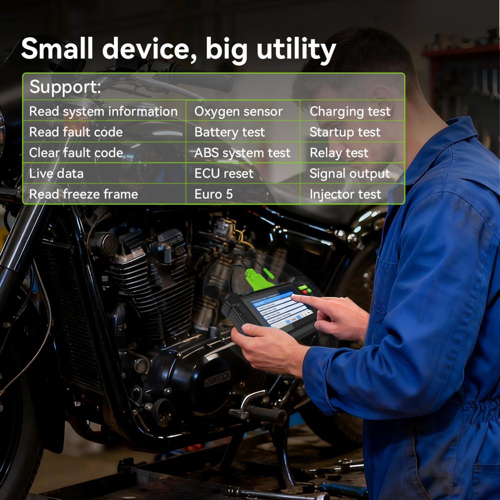 M208 Motorcycle Diagnostic Scanner, Full System OBD-II, 14+ Brands, Color Screen, Easy Use