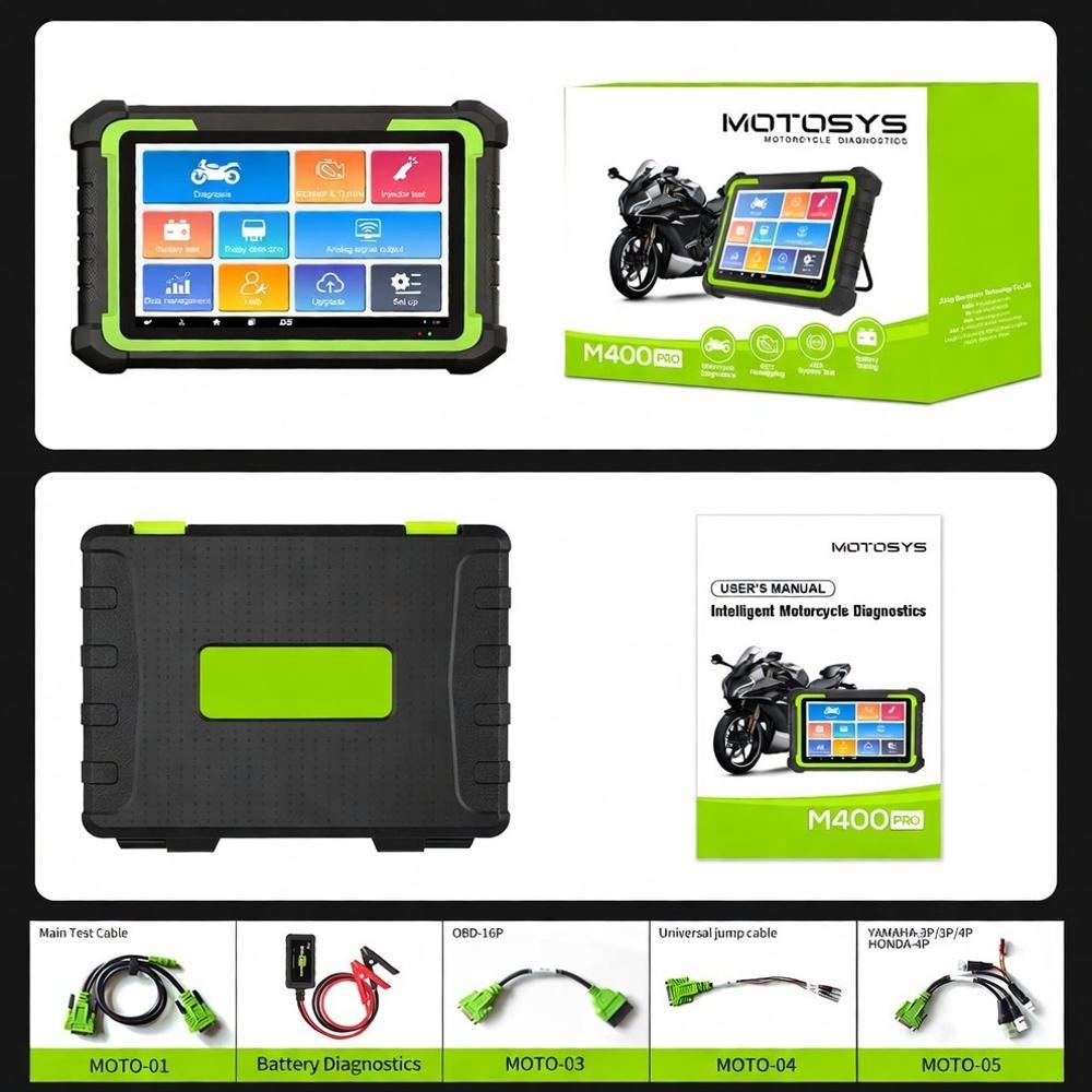 M400 Pro Motorcycle Diagnostic Scanner, Full System, 40+ Brands, Android, WiFi, Bluetooth