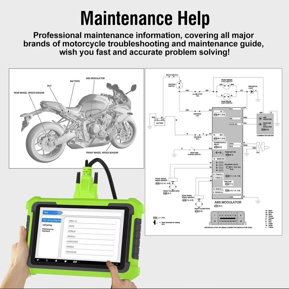 M400 Professional Motorcycle Diagnostic Scanner, Full System, 40+ Brands, Android, WiFi