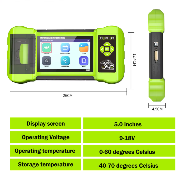 M300 Professional Motorcycle Diagnostic Scanner, Full System, 30+ Brands, Android, WiFi
