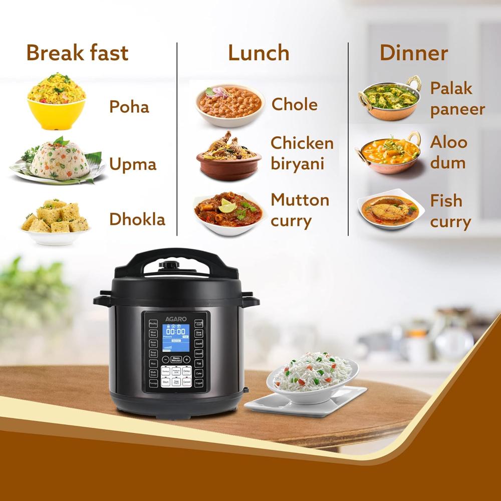 AGARO Imperial Electric Pressure Cooker, 8 Litres Inner Pot (33872)