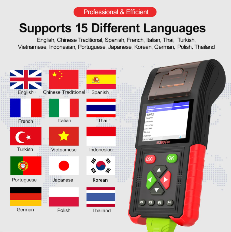 M200 Pro Motorcycle Diagnostic Scanner, Full System, 14+ Brands, Android Touchscreen, WiFi