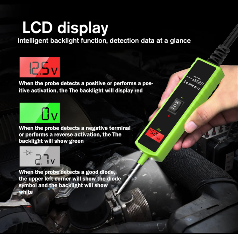P60 Power Circuit Probe Tester 6-24V Digital Voltage Diode Component Activation 13FT