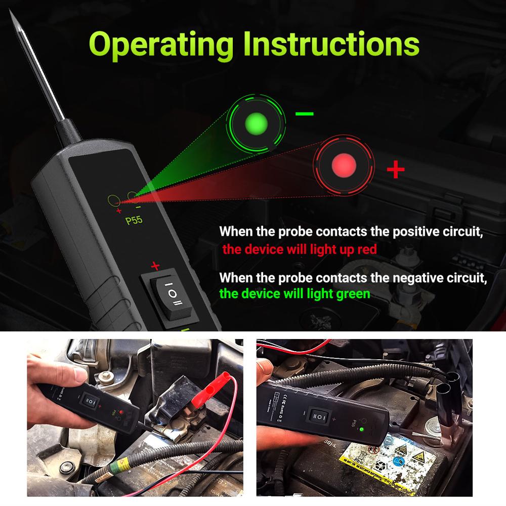 P55 Automotive Circuit Tester 6-24V Continuity Component Activation Ground Short Circuit