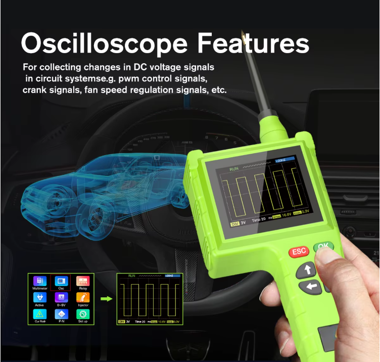 P200PRO Circuit Tester 12V 24V Oscilloscope Relay Injector Battery Leakage C-Tracer