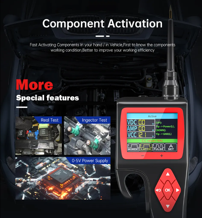 P200 Smart Hook Circuit Tester 12V 24V Oscilloscope Relay Injector Battery Diagnostic