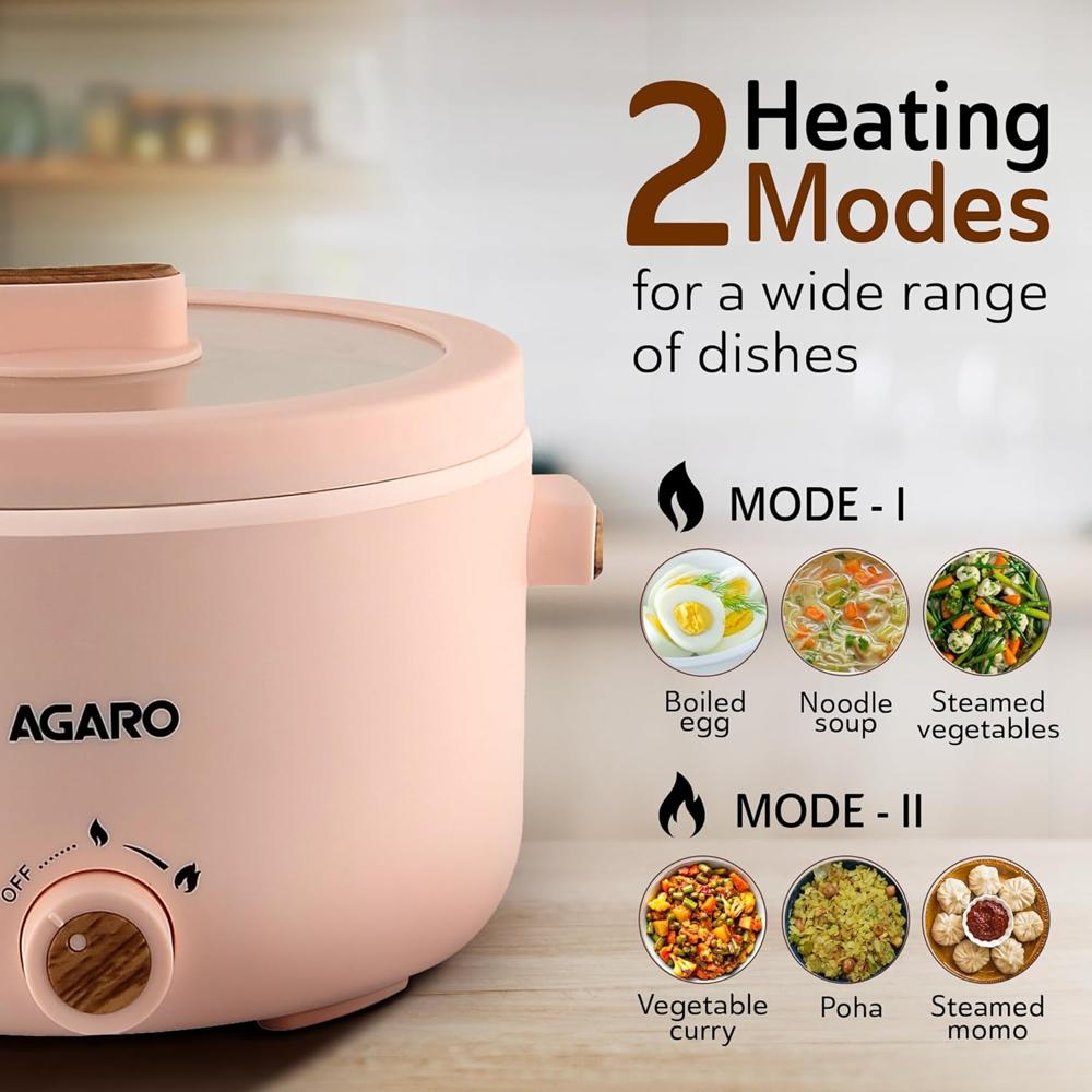 AGARO Primo Multi Function Pot 2L, Double Layered Body, Ceramic Coated Inner Pot 700 W (34181)