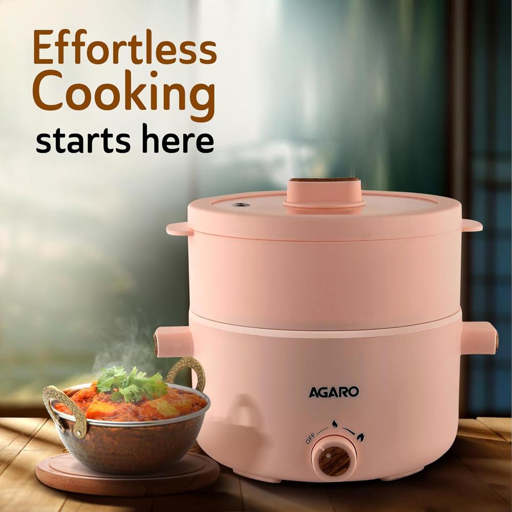 AGARO Primo Multi Function Pot 2L, Double Layered Body, Ceramic Coated Inner Pot 700 W (34181)