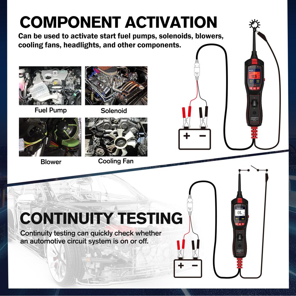 P150 Circuit Tester 12V 24V Car Electrical Diagnostic Tool DC AC Voltage Resistance Diode