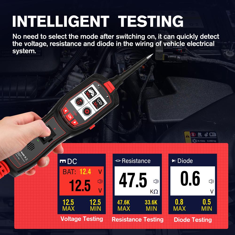 P150 Circuit Tester 12V 24V Car Electrical Diagnostic Tool DC AC Voltage Resistance Diode