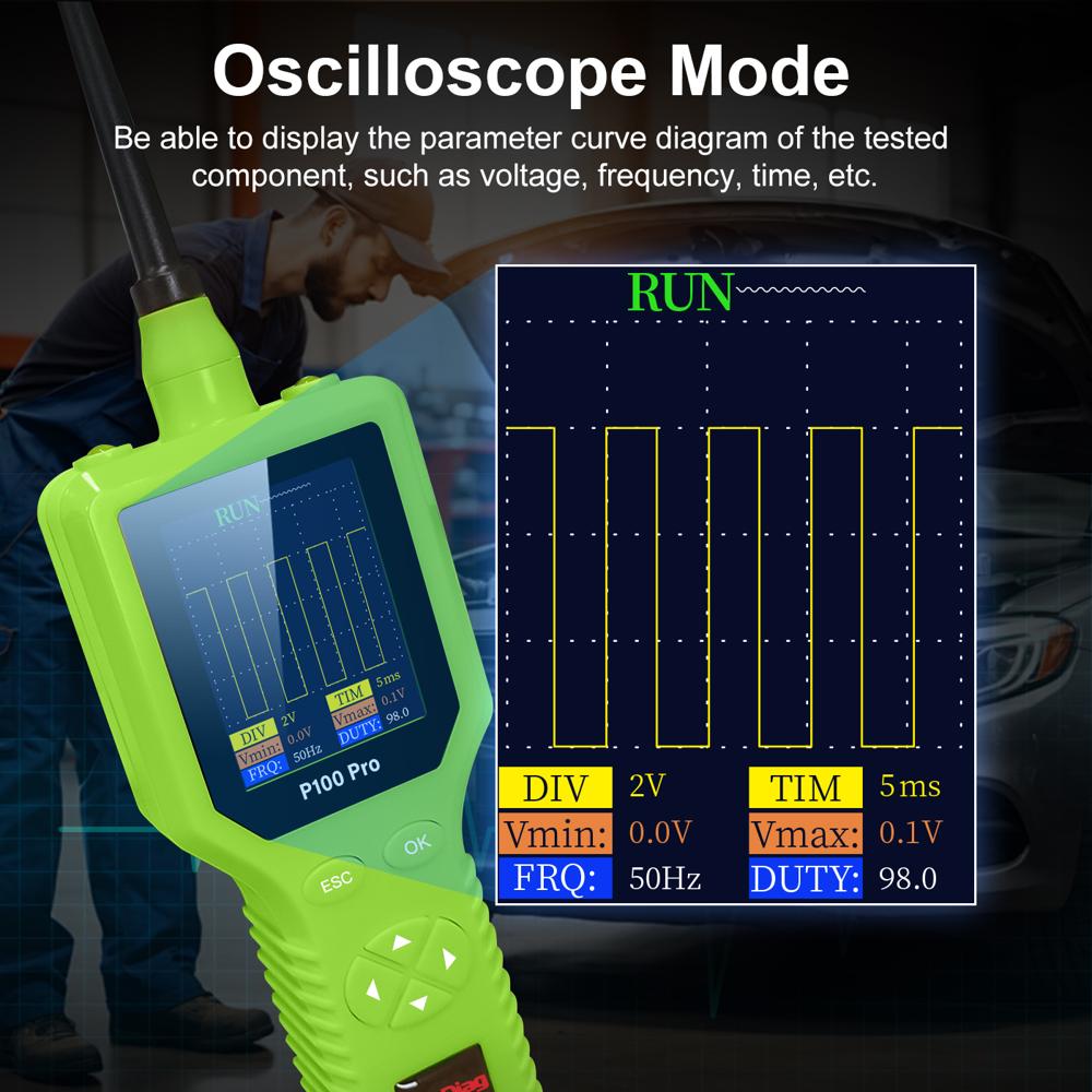 P100PRO Circuit Tester 12V 24V Oscilloscope Battery Diagnostic Pathfinder Dual Probe