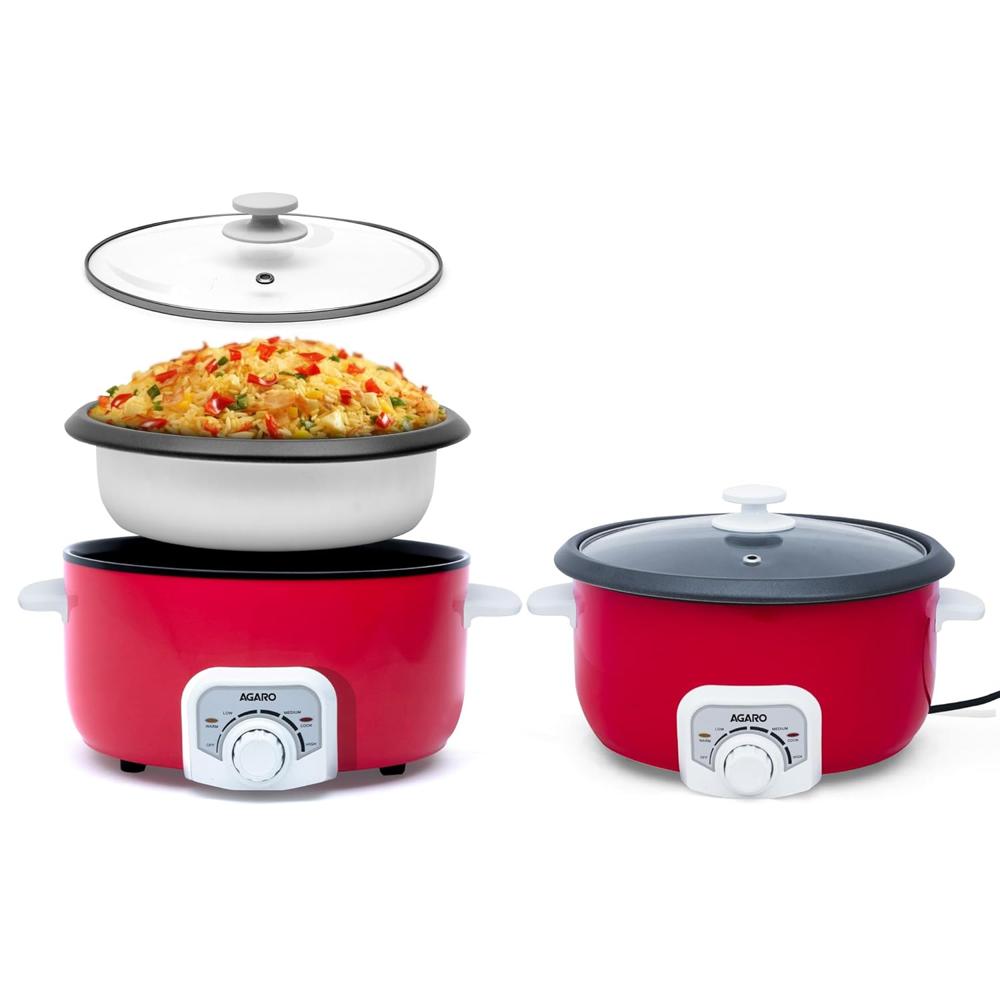 AGARO Regal Electric Multi Cooking Pot, 3L, 1200W, Steamer, Fryer (33959)