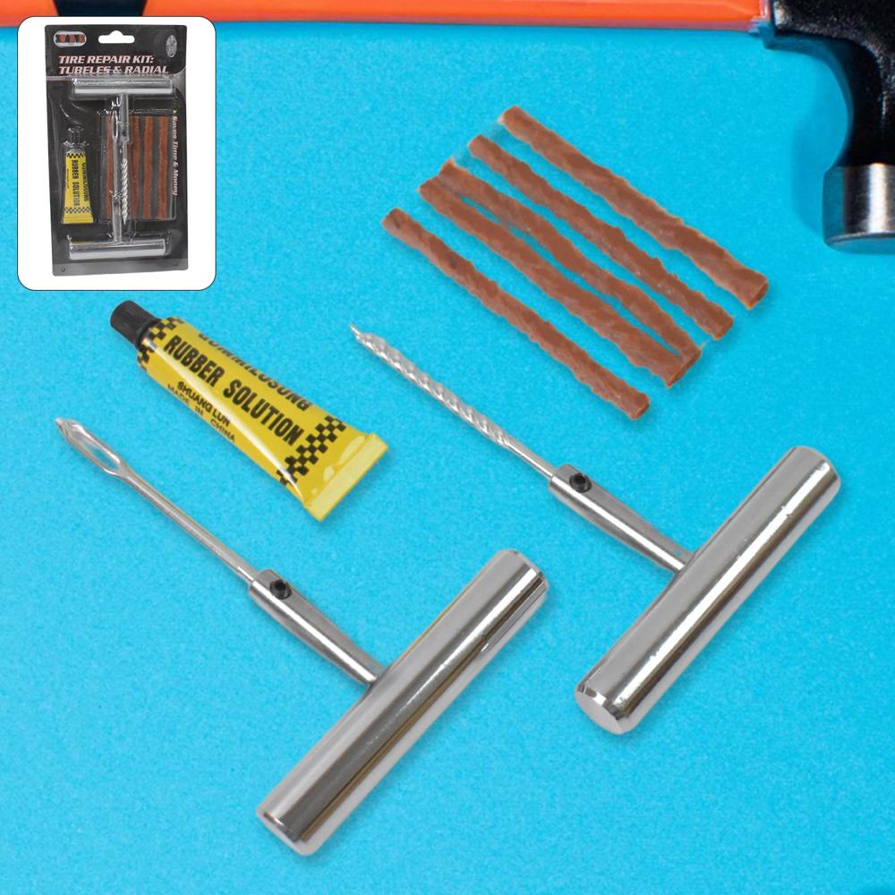 Tyre Repair Puncture Kit With 5 Rubber Strips (8 Pcs Set) - Color: Mix
