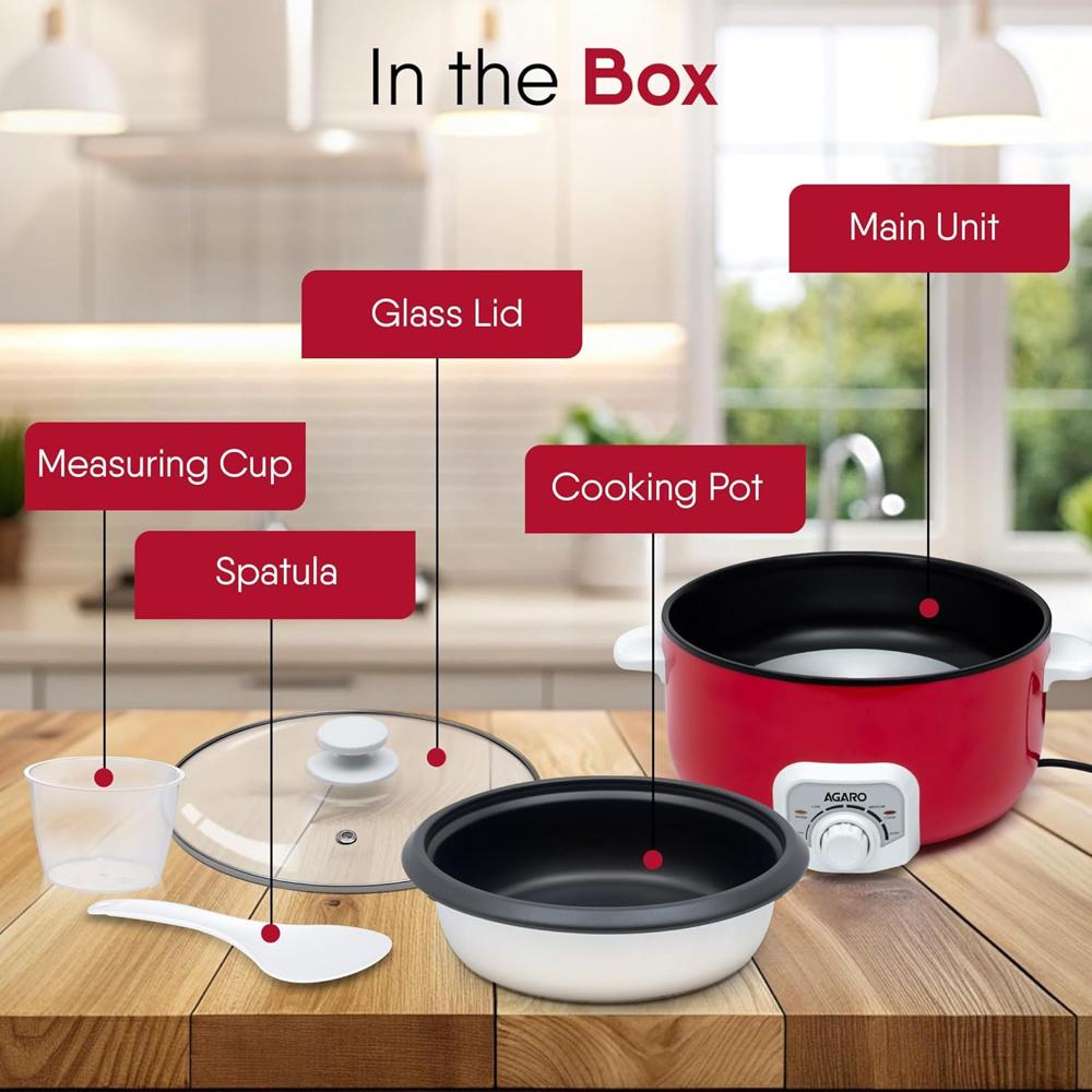 AGARO Regal Electric Multi Cooking Pot, 3L, 1200W, Steamer, Fryer (33959)