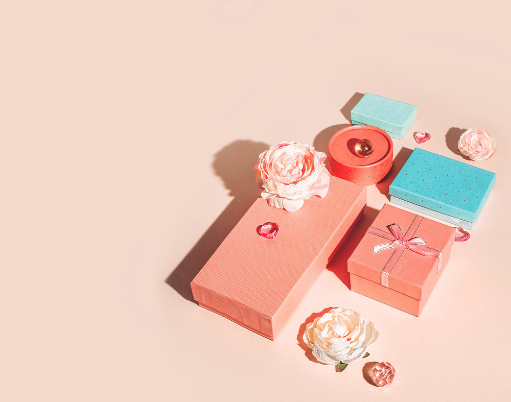 Festive Geometric Arrangement Of Gift Boxes