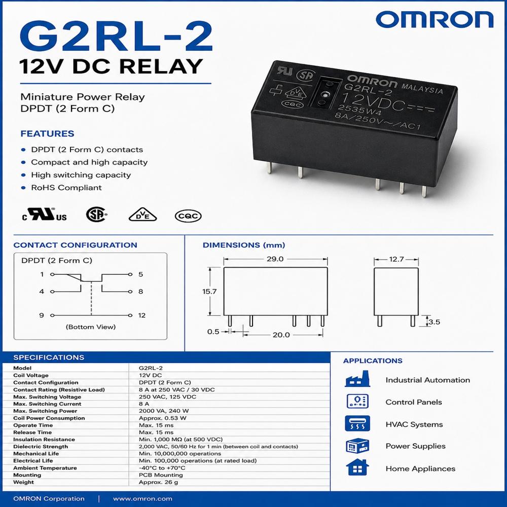 G2RL-2 12VDC 8A Relay