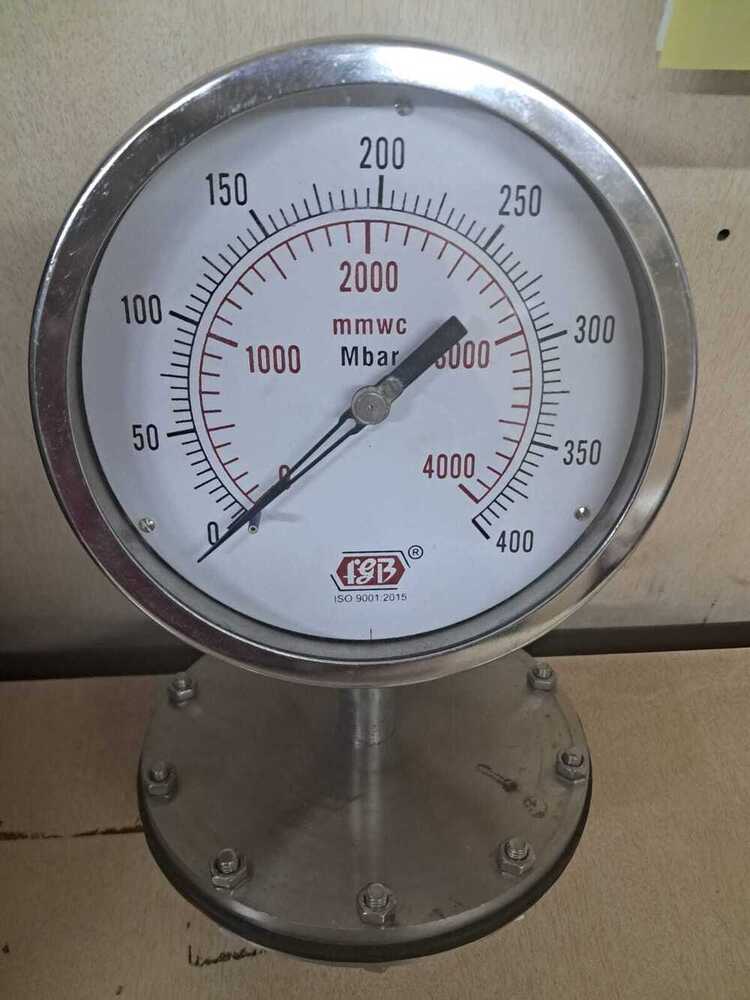 6'' DIAL0-400 MBAR /4000MMWC 1/2 BSP BOTTOM COMPLETE SS Diaphragm